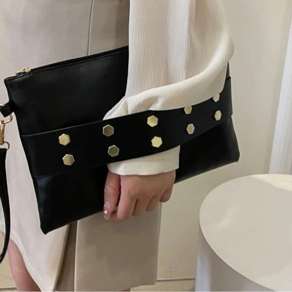Studded Black Wristlet / Clutch - NWOT - Picture 2 of 5